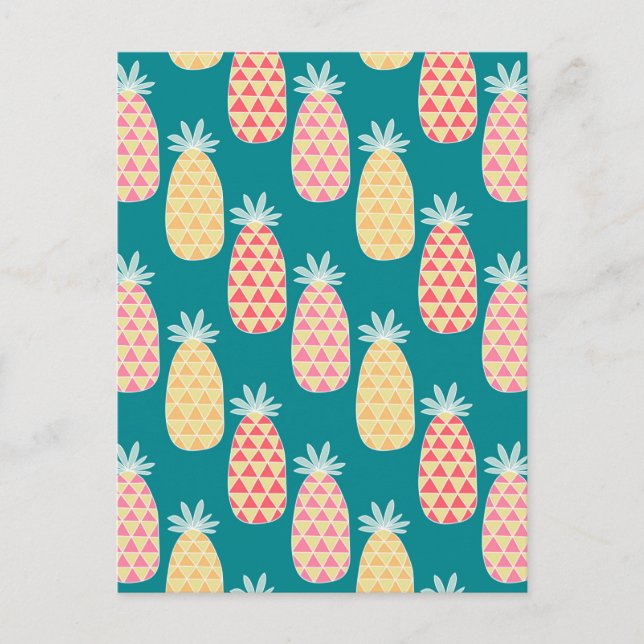 Ananas Doodle Muster 2 Postkarte (Vorderseite)