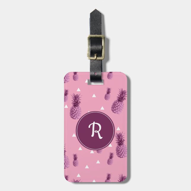 Ananas-Dreieckmuster des Sommers tropisches rosa Gepäckanhänger (Vorderseite vertikal)