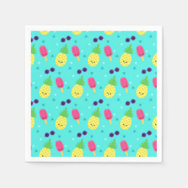 Ananas, Eiscreme und Sonnenbrille Serviette