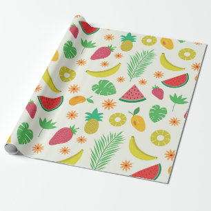 Ananas Erdbeere Banane Wassermelone Früchte Geschenkpapier
