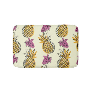 Ananas, Erdbeere Vintages Textildesign. Badematte