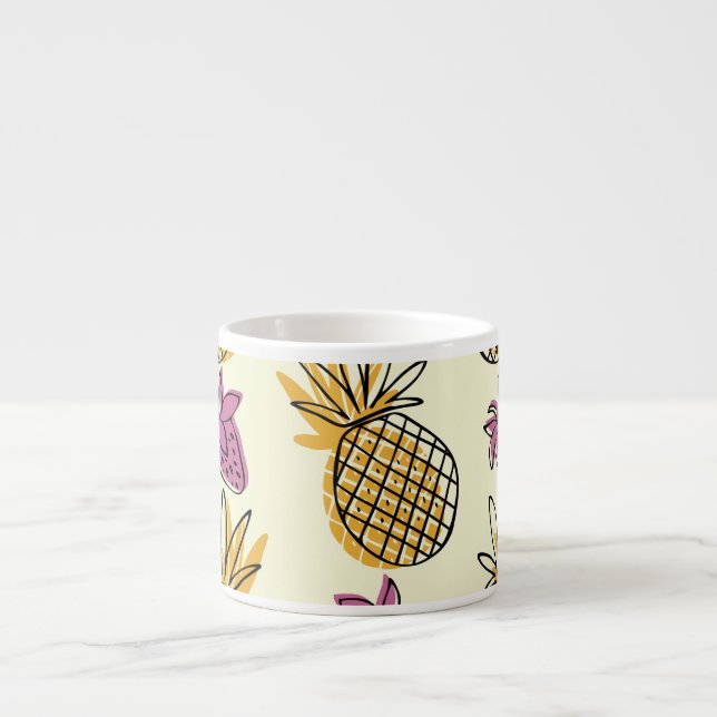 Ananas, Erdbeere Vintages Textildesign. Espressotasse (Vorderseite)