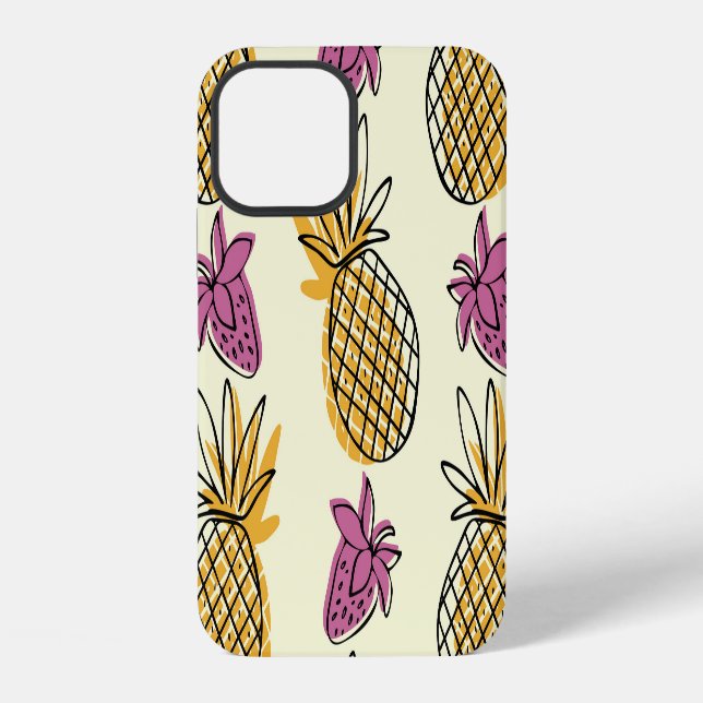 Ananas, Erdbeere Vintages Textildesign. iPhone Hülle (Rückseite)