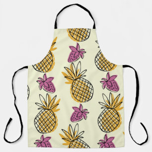Ananas, Erdbeere Vintages Textildesign. Schürze