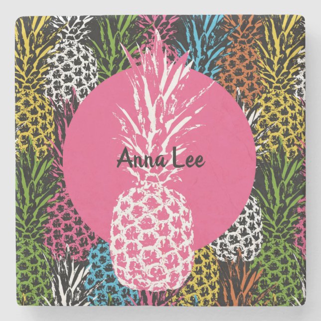 Ananas, frei und süß steinuntersetzer (Vorderseite)