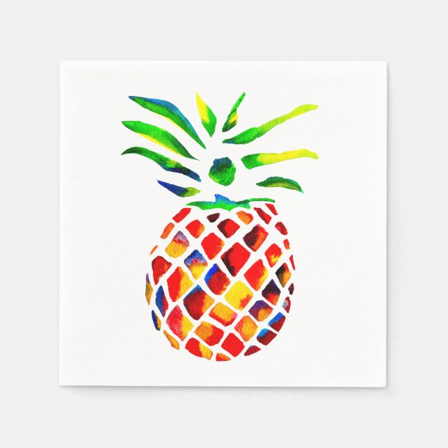 Ananas Frucht bunt Pop Art Serviette (Vorderseite)