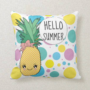 Ananas-Frucht Kawaii hallo Sommer-Kreis-Muster Kissen