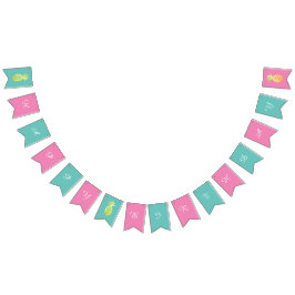 Ananas Früchte Pink Happy Birthday Bejagungsflagge Wimpelkette