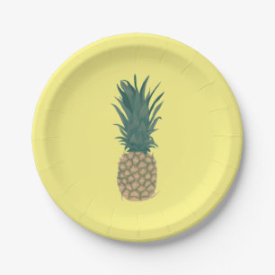 Ananas, ganz, mit Blätter gemalt Pappteller
