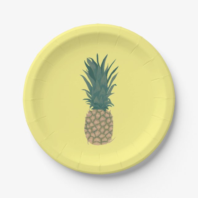 Ananas, ganz, mit Blätter gemalt Pappteller (Vorderseite)