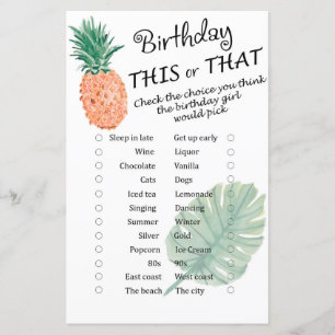Ananas Geburtstag dieses oder jenes Spiel