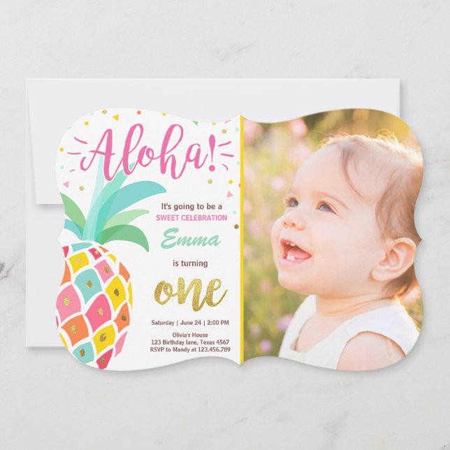 Ananas Geburtstagseinladung Tropical Luau Hawaii Einladung (Vorderseite)