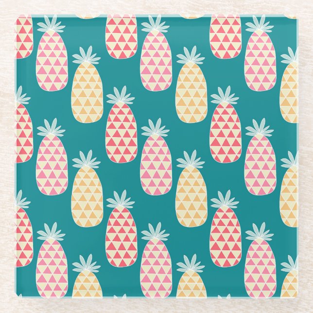 Ananas-Gekritzel-Muster 2 Glasuntersetzer (Vorderseite)