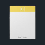 Ananas, gelb, Gerahmt, Anfangsmonogramm Notizblock<br><div class="desc">Ananas Gelb und Weiß Gerahmt Erstmalige Monogramm Stilvolles Ananas Gelber Hintergrund mit weißem gerahmtem Bereich für Ihr Monogramm, Ihren Namen oder andere Texte. Sie können auch den Schriftart ändern, die Größe und Farbe des Schriftartes ändern, den Text verschieben usw. Wenn Sie dieses Design in anderen Farben möchten, schreiben Sie uns...</div>