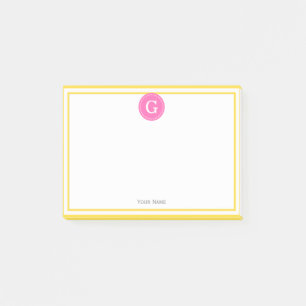 Ananas Gelb gerahmtes rundes heißes Rosa 1I Monogr Post-it Klebezettel