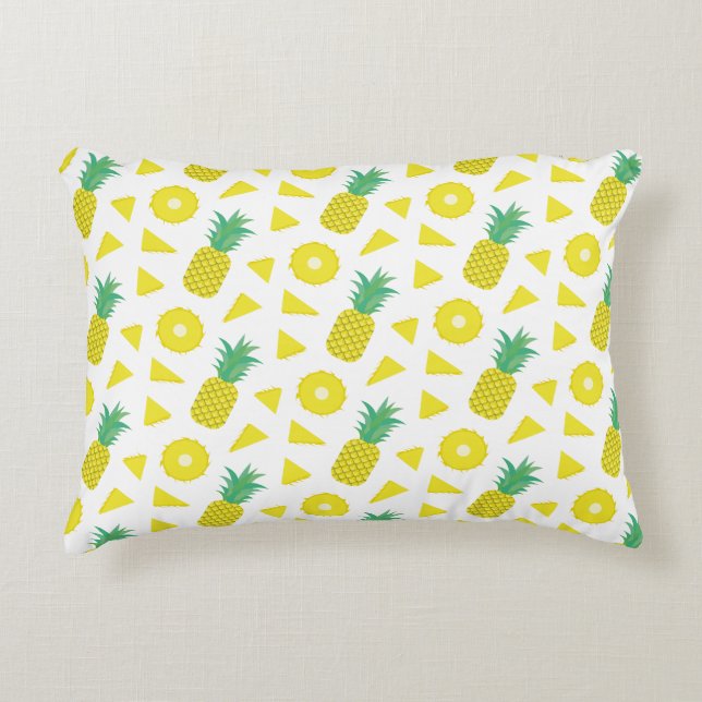Ananas Gelb Grüne Frucht Muster Modern Dekokissen (Vorderseite)