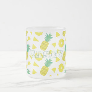 Ananas Gelb Grüne Frucht Muster Modern Mattglastasse