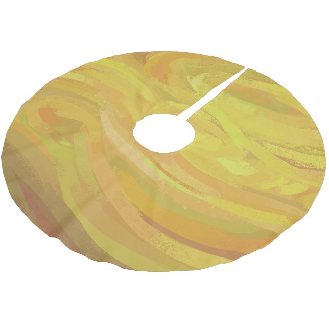 Ananas Gelber Swirl Polyester Weihnachtsbaumdecke (Schrägansicht)