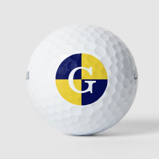 Ananas Gelbes Navy Blue LG Schachbrett Monogramm Golfball (Vorderseite)