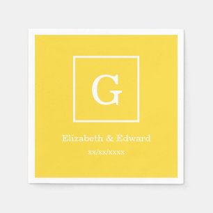 Ananas-gelbes weißes gerahmtes Anfangsmonogramm Serviette