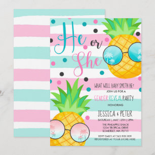 Ananas-Gender-Einladung Hawaiianische Enthüllung Einladung