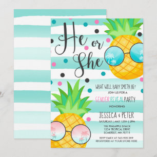 Ananas-Gender-Einladung Hawaiianische Enthüllung Einladung
