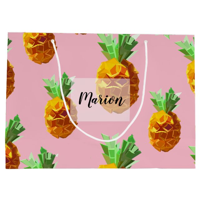 Ananas Geschenktücher Name Große Geschenktüte (Rückseite)