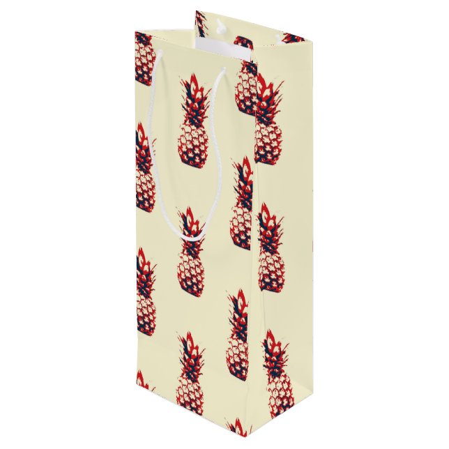 Ananas Geschenktüte Für Weinflaschen (Rückseite Schrägansicht)