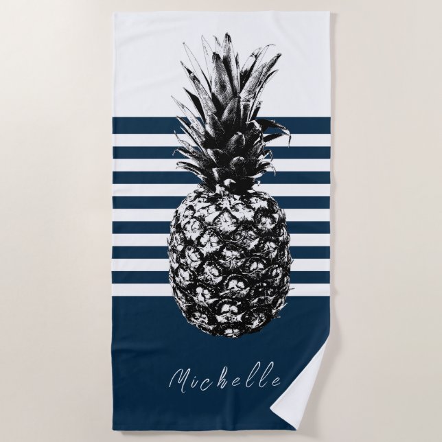 Ananas, gewellt | Benutzerdefiniert Strandtuch (Vorderseite)