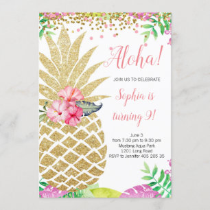 Ananas Girl Birthday Aloha Hawaii Sommer Einladung