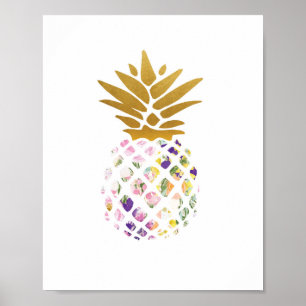 Ananas - Gold - floral Poster