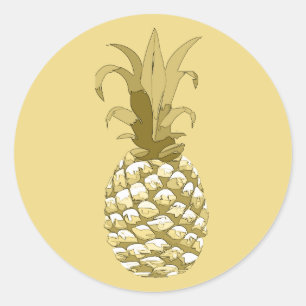 Ananas Gold-ID239 Runder Aufkleber