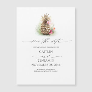Ananas-Gold Save the Date Magnetkarte