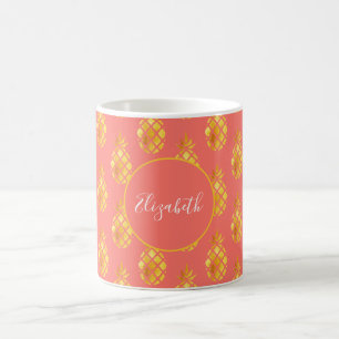 Ananas, Goldkorallenmark, monogramm tropisch Kaffeetasse