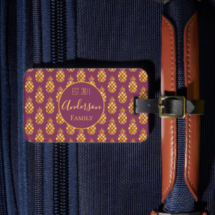 Ananas Goldmaroon-Muster Gepäckanhänger