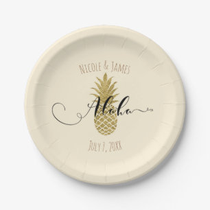 Ananas-Goldmedaille Pappteller