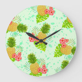 Ananas grün große wanduhr
