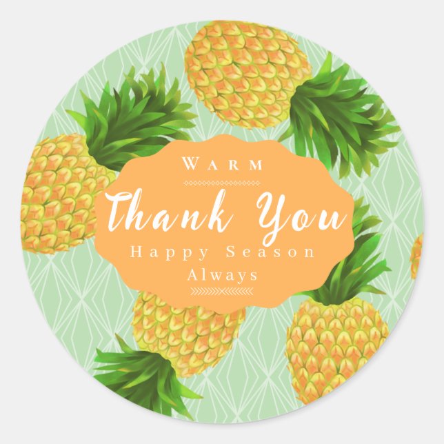 Ananas Grün Runder Aufkleber (Vorderseite)