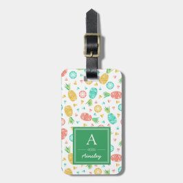 Ananas| Grüne Monogramm Gepäckanhänger