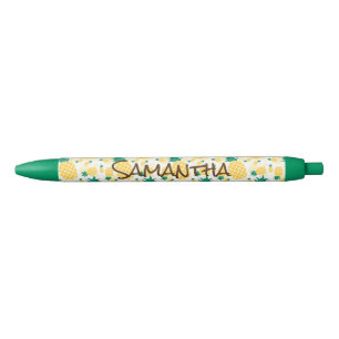 Ananas, grüner Trimm Pen, schwarzer Tinte Kugelschreiber