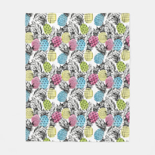 Ananas Grunge Palms Fleecedecke