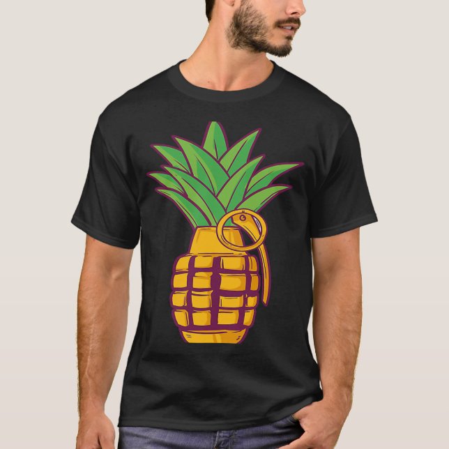Ananas Hand Granade Bomb Sommer T-Shirt (Vorderseite)