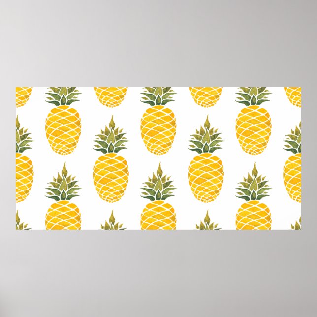 Ananas. Handgemalte Aquarellbilder w Poster (Vorne)