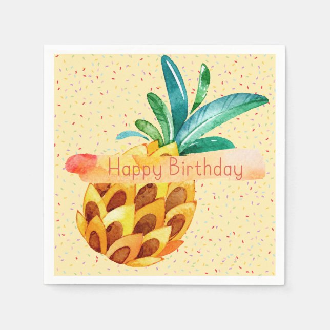 Ananas Happy Birthday Serviette (Vorderseite)
