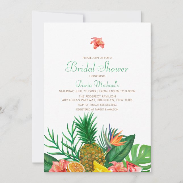 Ananas Hawaiian Bridal Dusche Einladung (Vorderseite)