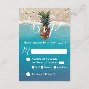 Ananas-hawaiisches tropisches Strand-Hochzeit UAWG RSVP Karte