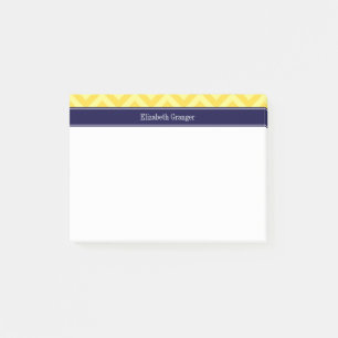 Ananas Hellgelb LG Chevron Navy Namensmonogramm Post-it Klebezettel