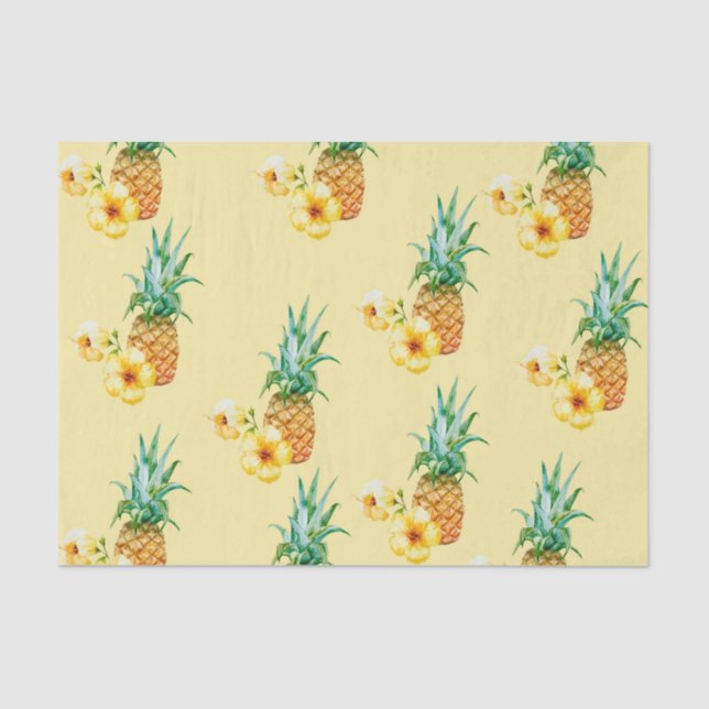 Ananas-Hibiskus (Design 41 Gelb/Orange-Serie) Seidenpapier (Vorderseite)