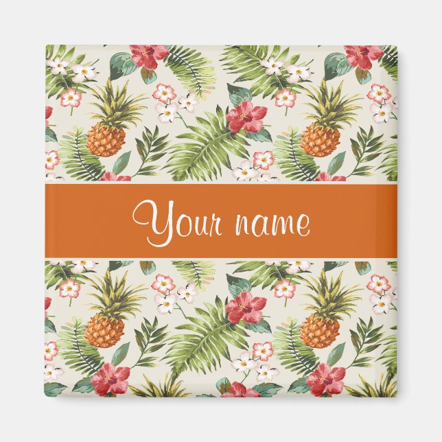 Ananas-Hibiskus und Palmfronten Magnet (Vorne)