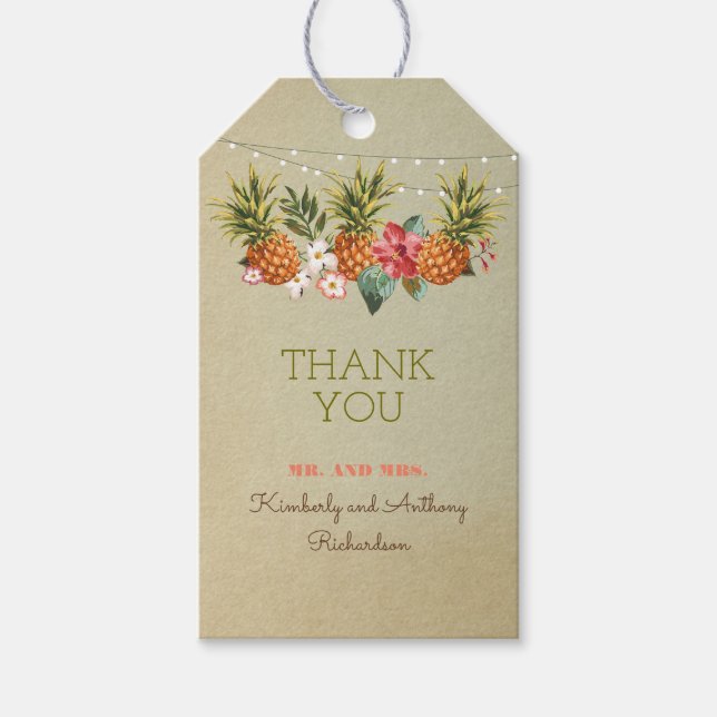 Ananas-Hochzeit Geschenkanhänger (Vorderseite)